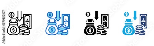 Devaluation Money icon Multi Style Vector Illustration