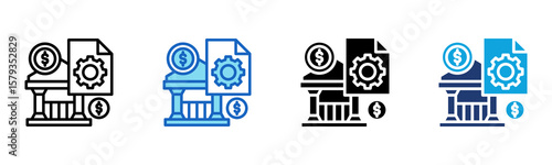 Monetary Policy icon Multi Style Vector Illustration