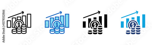 Market Capitalization icon Multi Style Vector Illustration