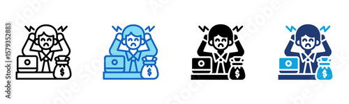 Financial Pressure icon Multi Style Vector Illustration