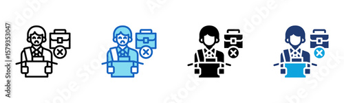 Job Loss icon Multi Style Vector Illustration