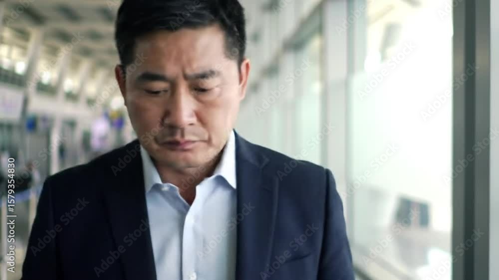 Businessman Airport Travel Baggage Anxiety Businessman Airport Travel Baggage Anxiety