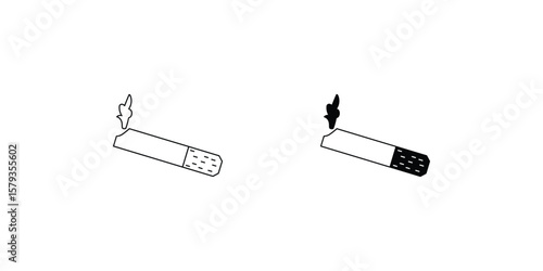 cigarette set icon with white background vector stock illustration