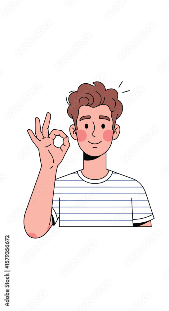 Fototapeta premium Young man showing ok gesture with a smile and happy expression