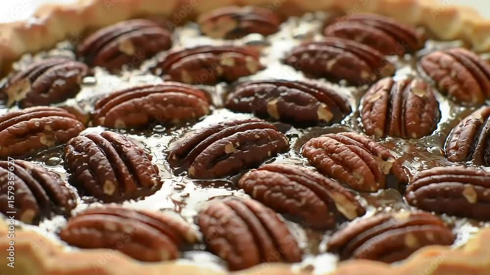 Pecan pie close-up, kitchen, sweet treat Pecan pie close-up, kitchen, sweet treat