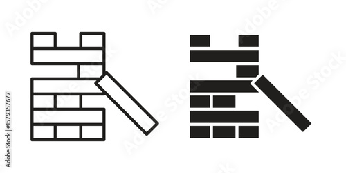 Wooden block icons in trendy linear style vector. Vector illustration