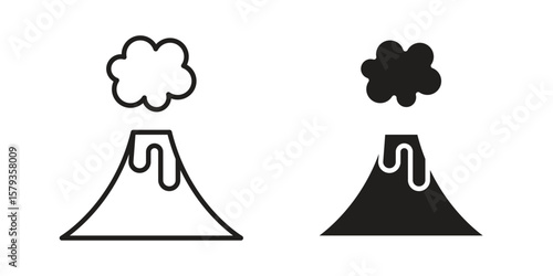 Volcano icons in trendy linear style vector. Vector illustration