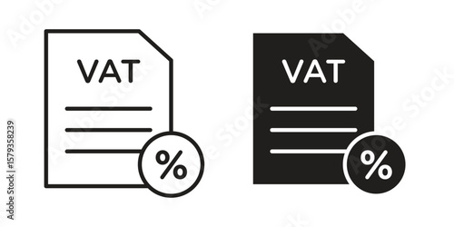 Value added tax VAT icons in trendy linear style vector. Vector illustration