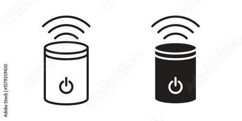 Smart speaker icons in trendy linear style vector. Vector illustration