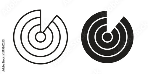 Radar detection icons in trendy linear style vector. Vector illustration