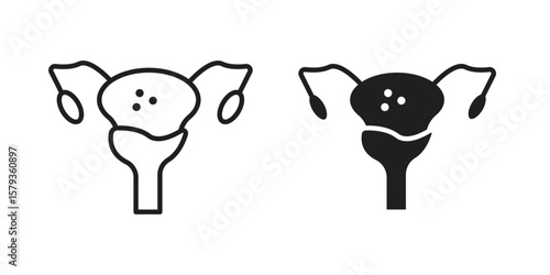 Pelvic inflammatory disease icons in trendy linear style vector. Vector illustration