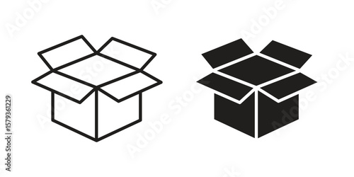Open box icons in trendy linear style vector. Vector illustration