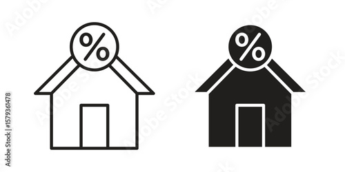 Mortgage rate icons in trendy linear style vector. Vector illustration