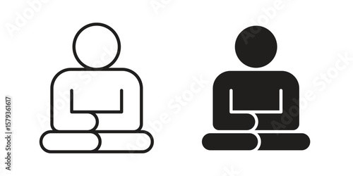 Meditating icons in trendy linear style vector. Vector illustration