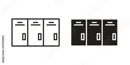 Locker icons in trendy linear style vector. Vector illustration