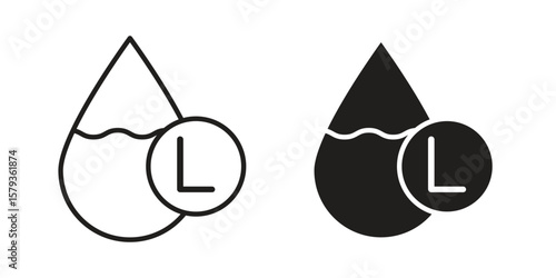 Liter icons in trendy linear style vector. Vector illustration