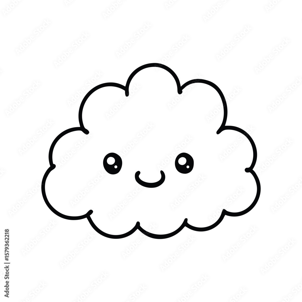 Fototapeta premium Cloud line art, Cute cloud line art, sky