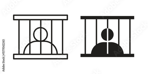 Jail icons in trendy linear style vector. Vector illustration