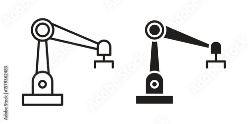 Industrial robot icons in trendy linear style vector. Vector illustration