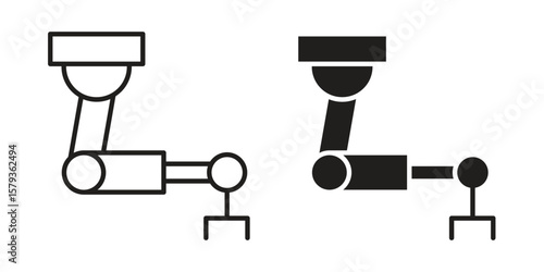 Industrial robot icons in trendy linear style vector. Vector illustration