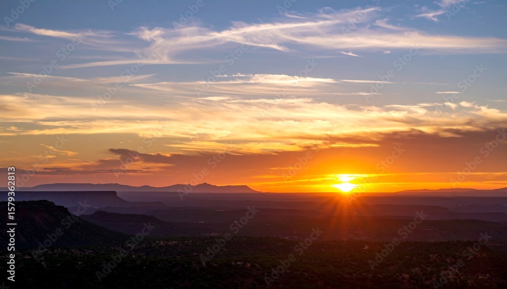 Fototapeta premium Colorful sunset over a valley