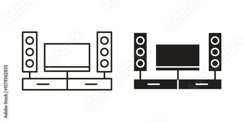 Home cinema icons in trendy linear style vector. Vector illustration