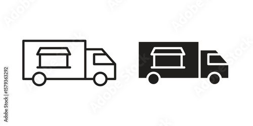 Food truck icons in trendy linear style vector. Vector illustration