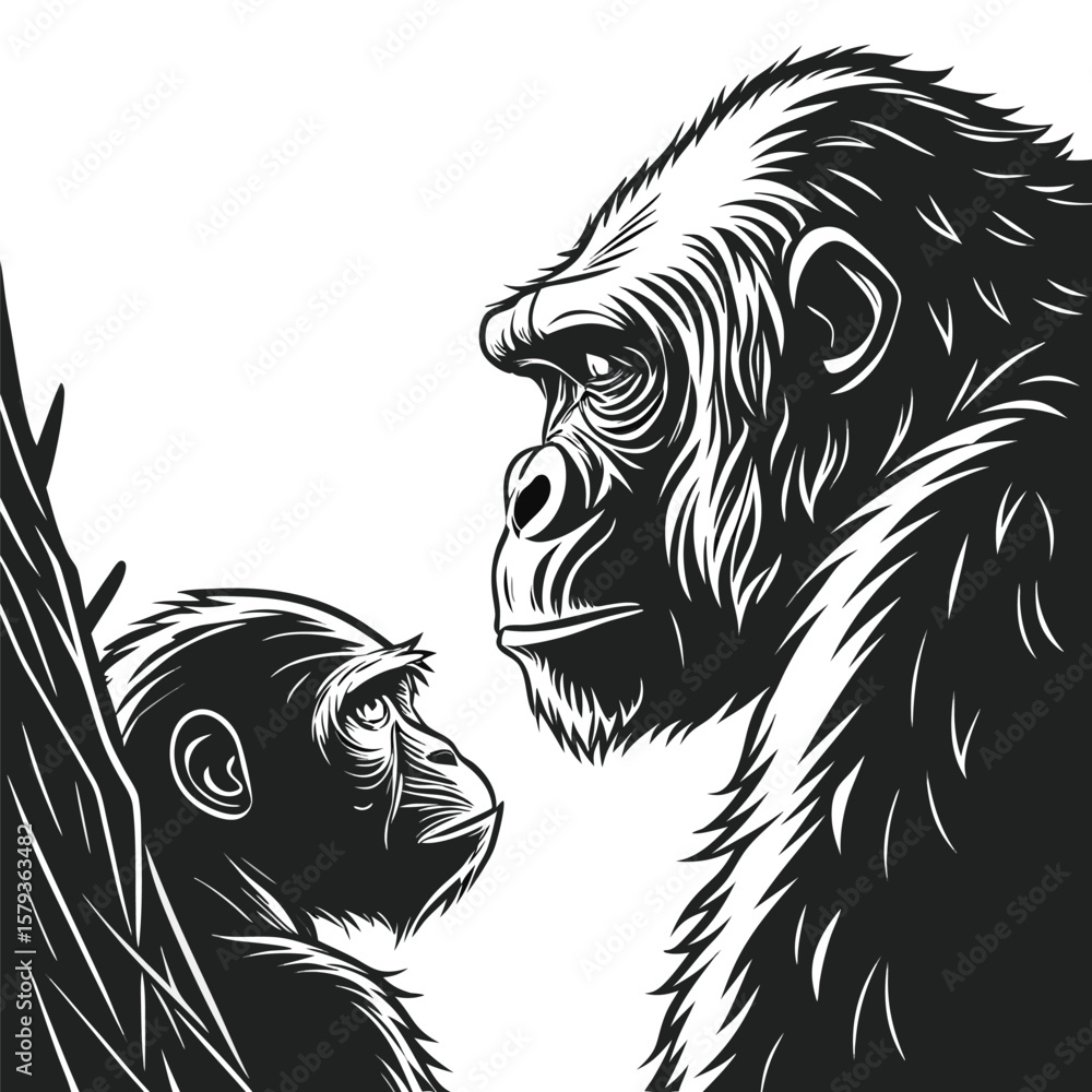 custom made wallpaper toronto digitalblack and white  gorilla vector illustrator