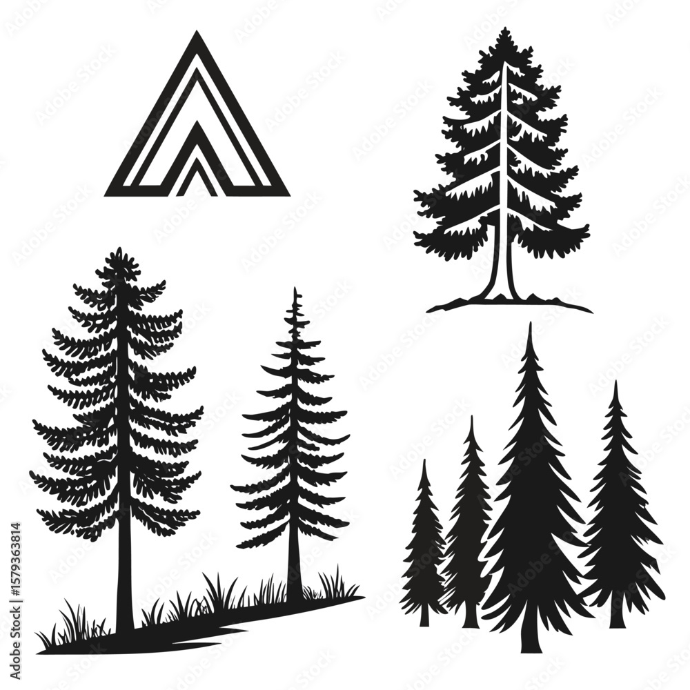 Obraz premium set of christmas trees