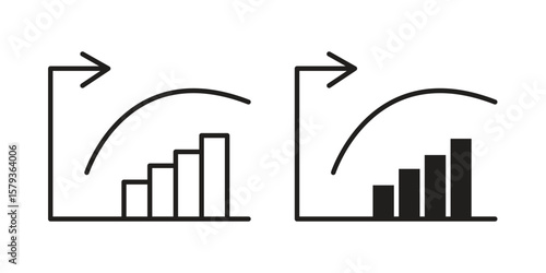 Diminishing returns icons in trendy linear style vector. Vector illustration