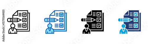 Candidate Evaluation icon Multi Style Vector Illustration