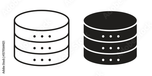 Cylinder database icons in trendy linear style vector. Vector illustration