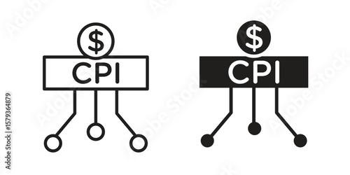 Consumer prices index icons in trendy linear style vector. Vector illustration