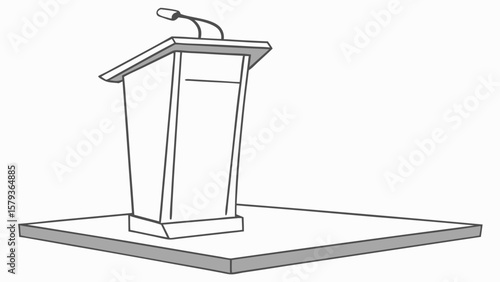 Find professional podium speech stage for public speaking events presentation and conference room illustration