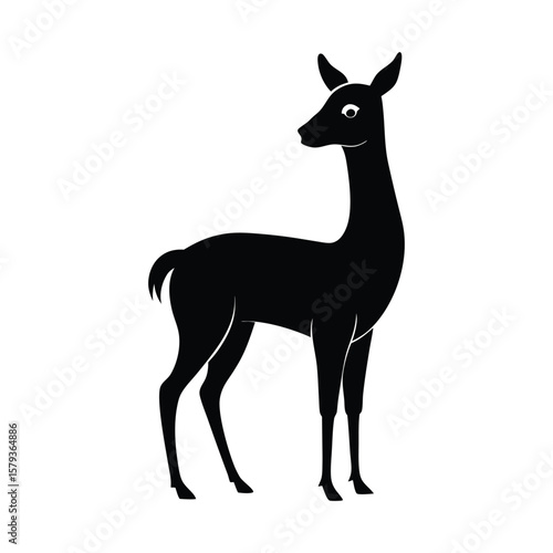 Vicuna Standing Silhouette Vector Icon