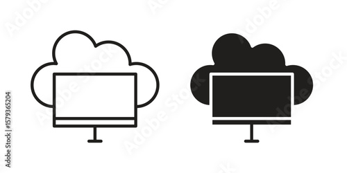 Cloud computing icons in trendy linear style vector. Vector illustration