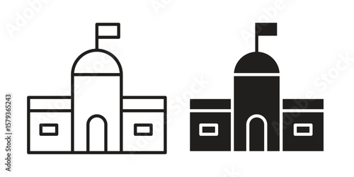 City hall icons in trendy linear style vector. Vector illustration