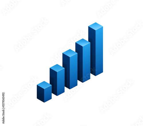 3D icon of a blue bar graph on a white background, isometric view, minimalistic style, blue color theme, white background, UI design, high resolution, clean sharp focus, high detail. Free Download 3D icon of a blue bar graph on a white background, isometric view, minimalistic style, blue color theme, white background, UI design, high resolution, clean sharp focus, high detail. - GFXLoad