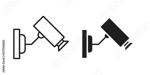 CCTV icons in trendy linear style vector. Vector illustration