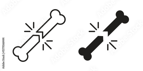 Broken bone icons in trendy linear style vector. Vector illustration