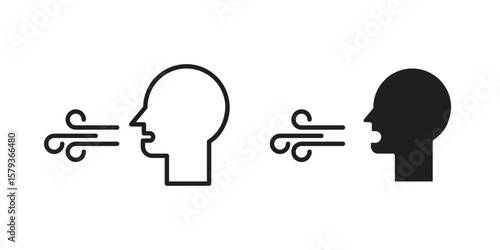 Breath icons in trendy linear style vector. Vector illustration