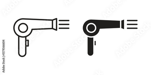 Blow dryer icons in trendy linear style vector. Vector illustration