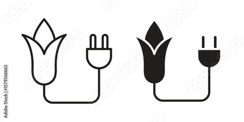Biomass energy icons in trendy linear style vector. Vector illustration
