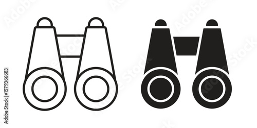 Binoculars icons in trendy linear style vector. Vector illustration