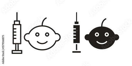 Baby Vaccination icons in trendy linear style vector. Vector illustration