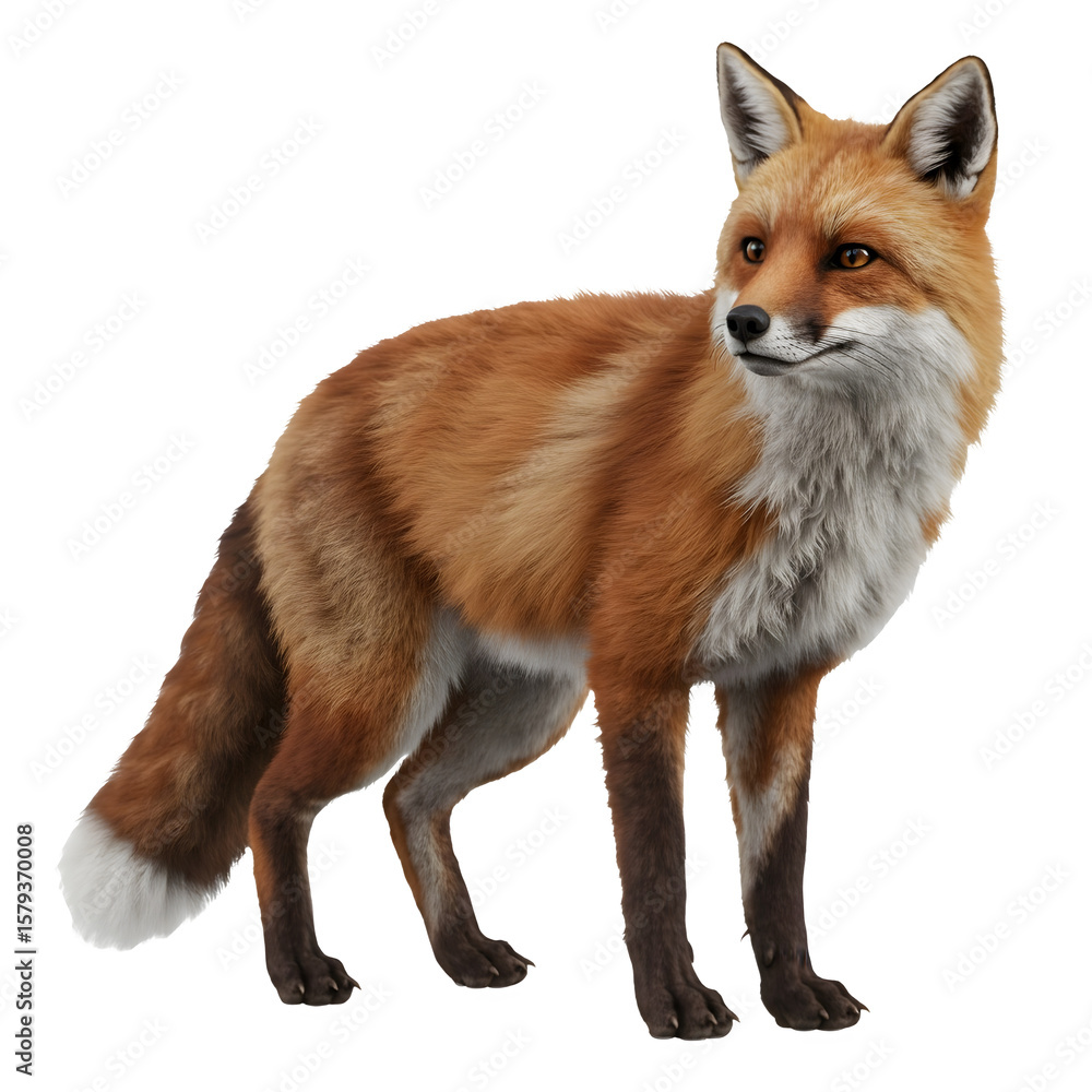 Fototapeta premium red fox isolated on white png background,