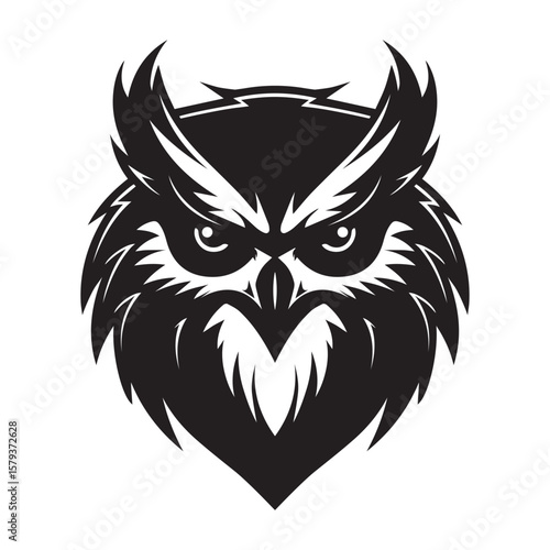 Owl Head Logo Icon Vector Line Art Illustration