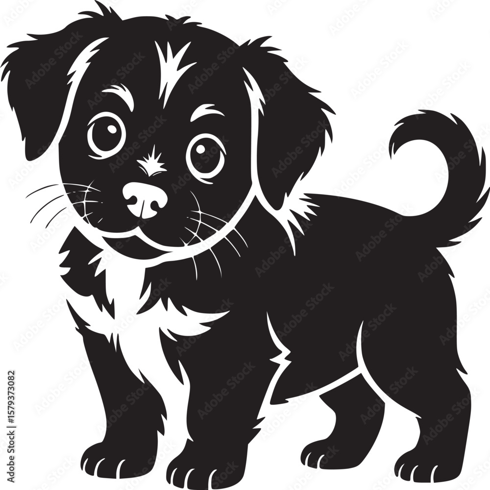 Fototapeta premium Cute black puppy dog illustration vector graphics for pet lovers and animal design enthusiasts art print