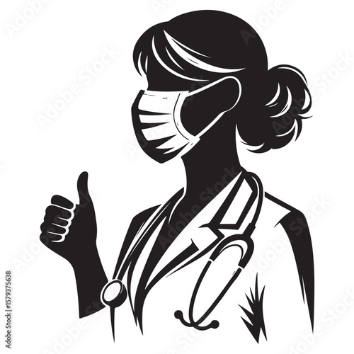 Healthcare Hero Silhouette Doctor Giving Thumbs Up During Pandemic