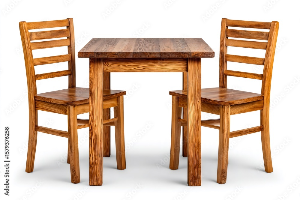 Wooden table and chairs set isolated on white background Wooden table and chairs set isolated on white background